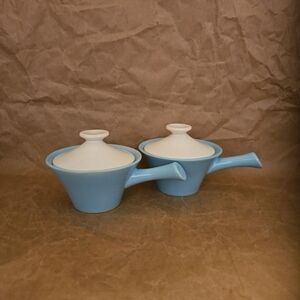 VTG (2) Cameron Clay USA Pottery Individual Lidded Bean Pot.